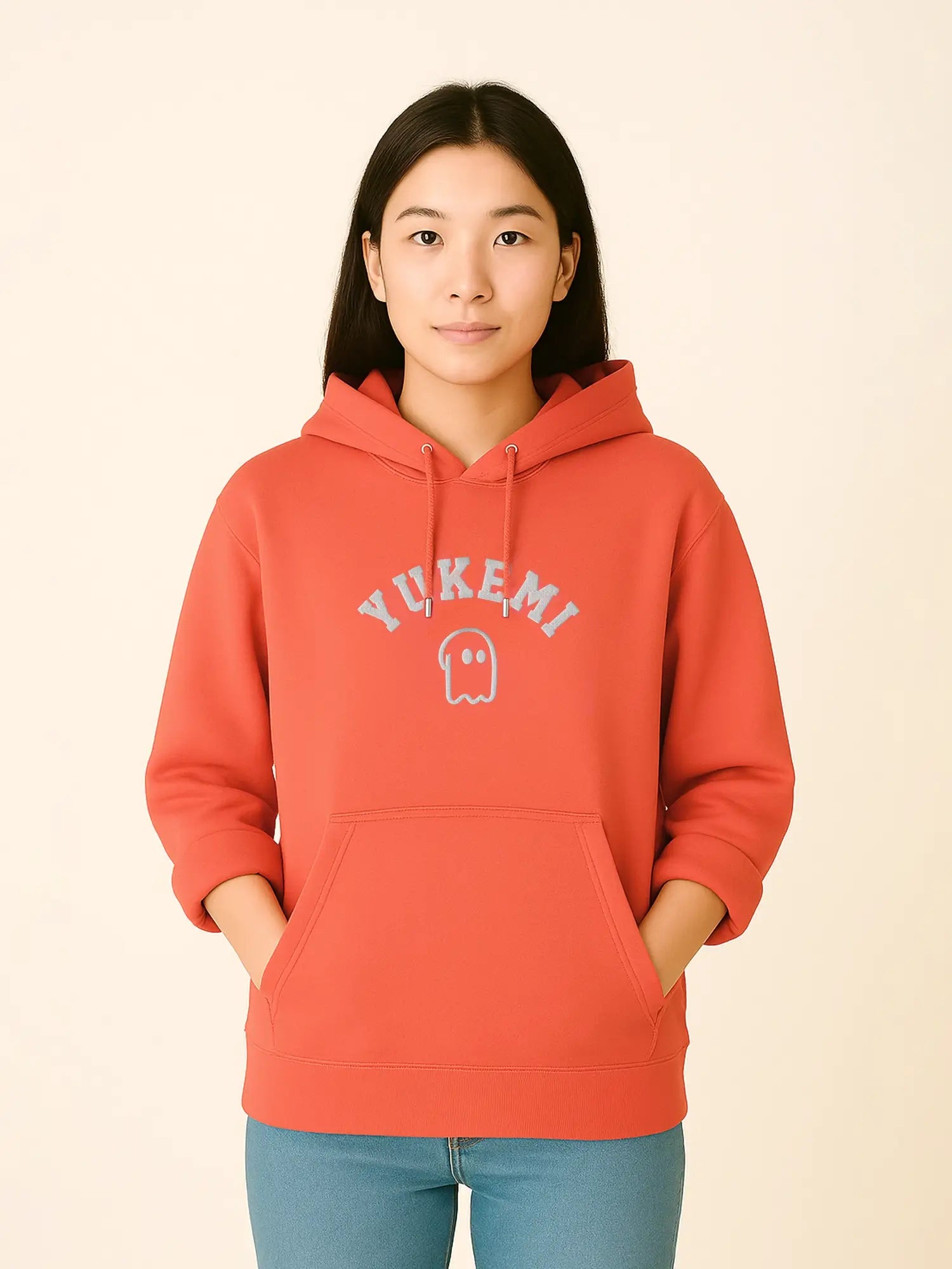 Hoodie orange unisexe oversize en coton bio – Yukemi