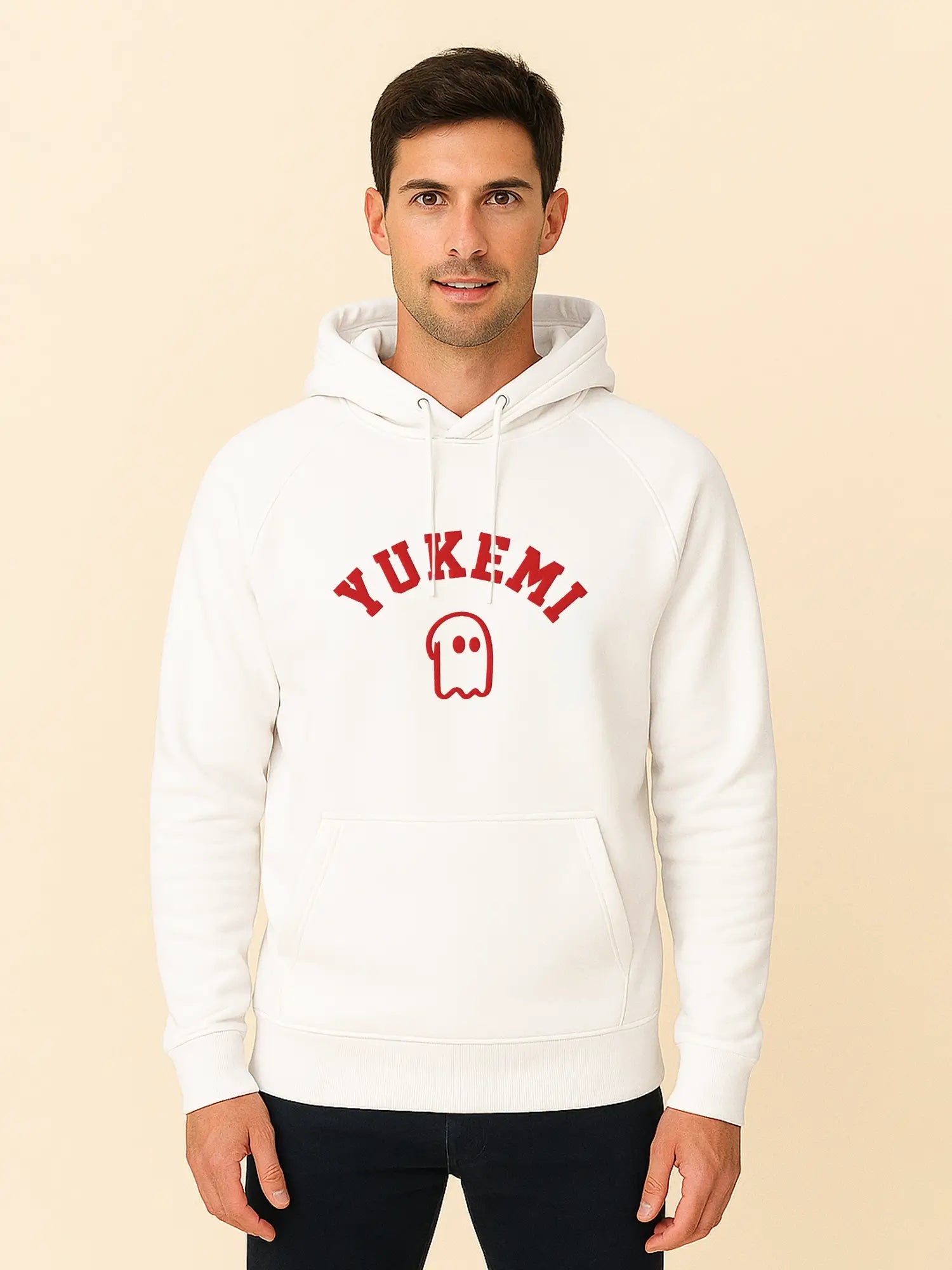Hoodie blanc unisexe oversize en coton bio – Yukemi