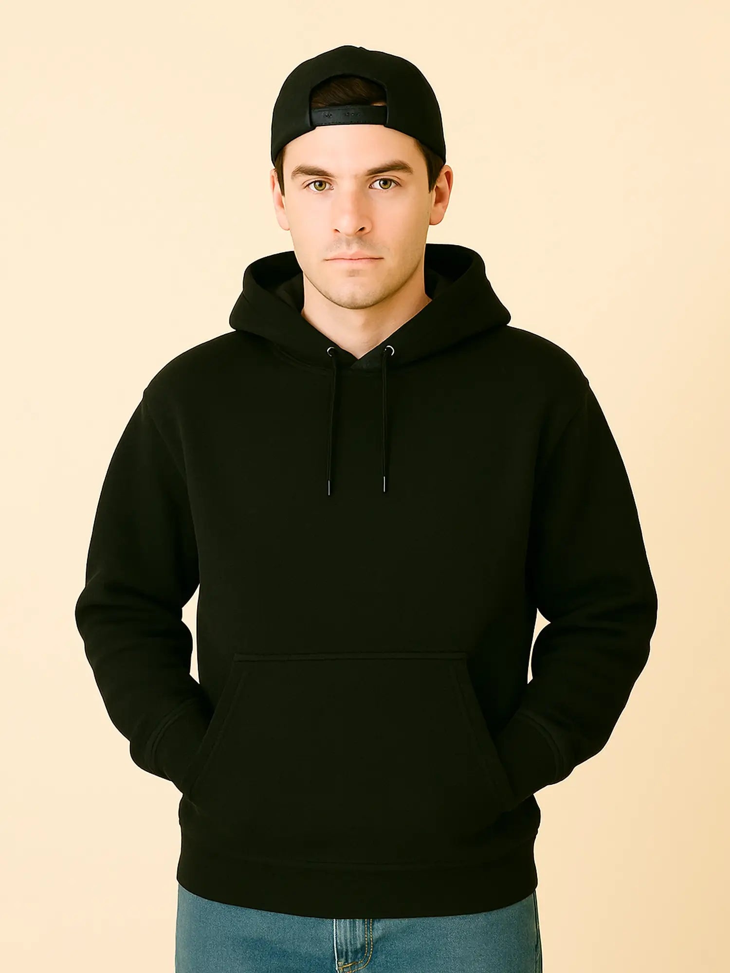 Hoodie full noir unisexe oversize en coton bio – Yukemi