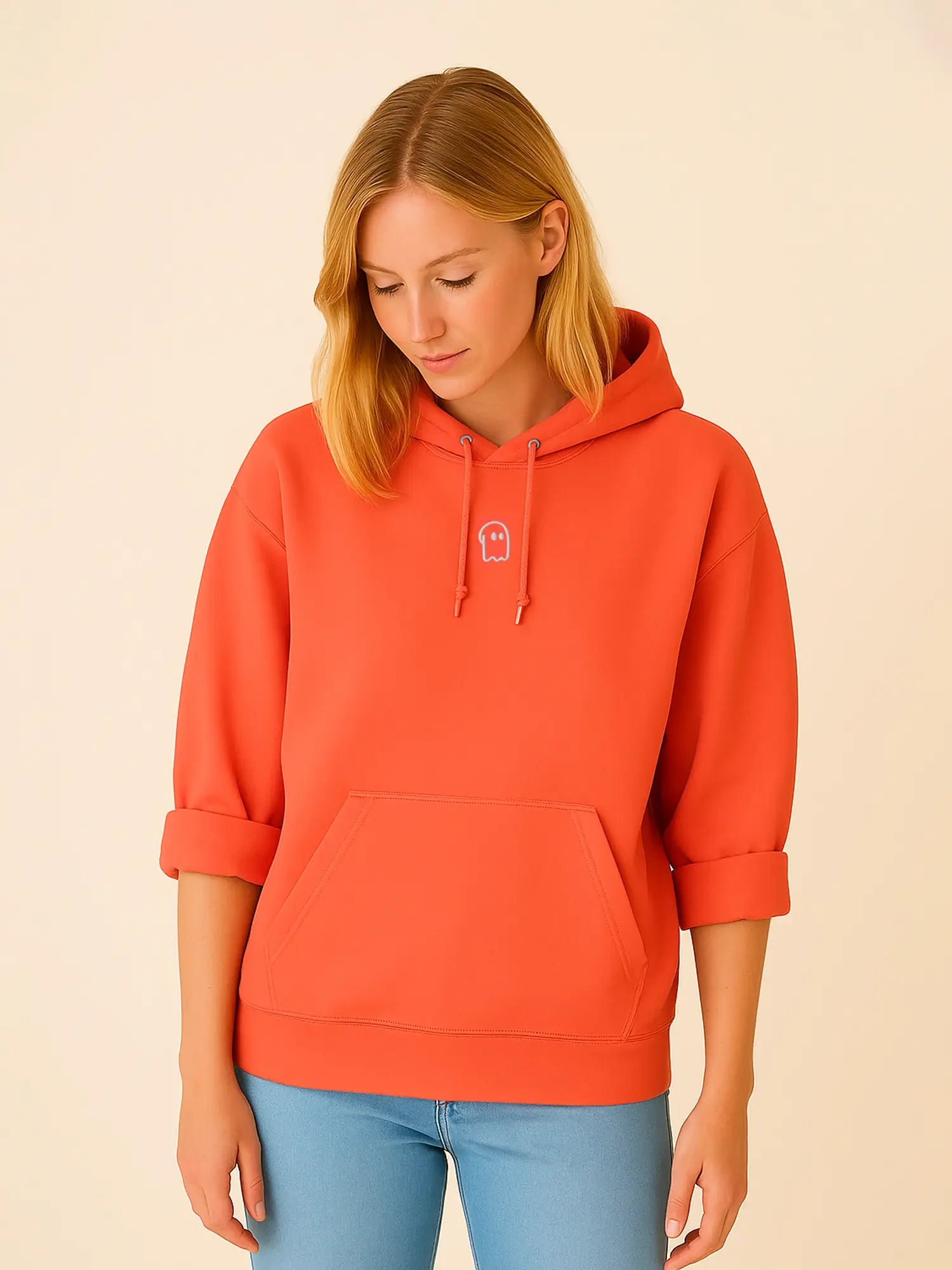 Sweat rouge vif unisexe oversize en coton bio – Yukemi