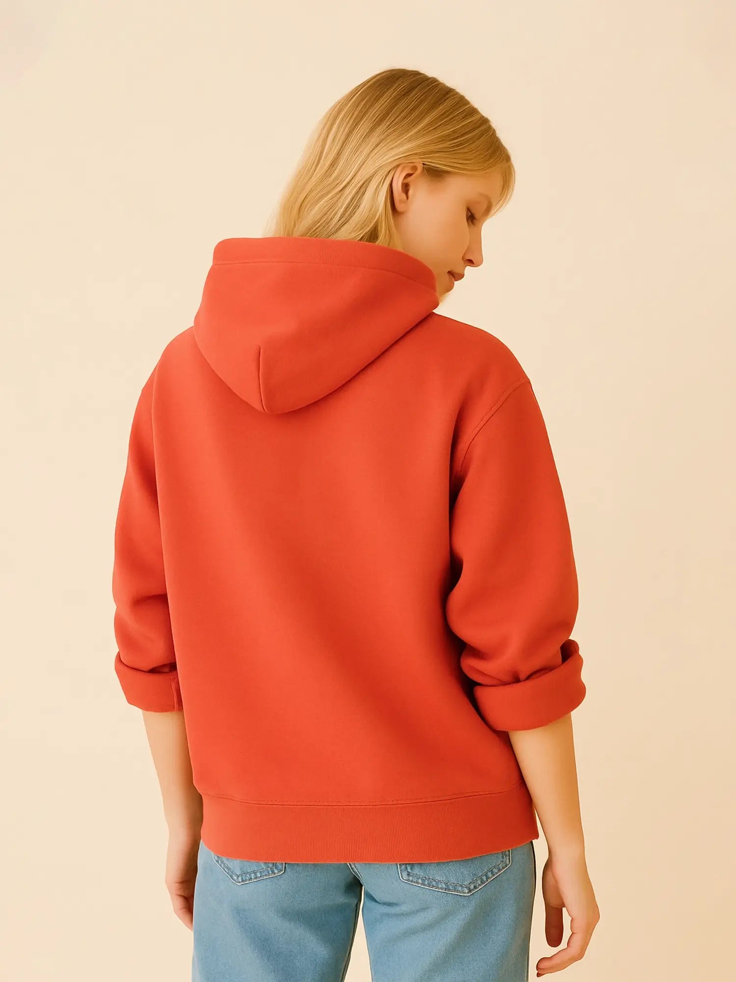 Sweat rouge vif unisexe oversize en coton bio – Yukemi