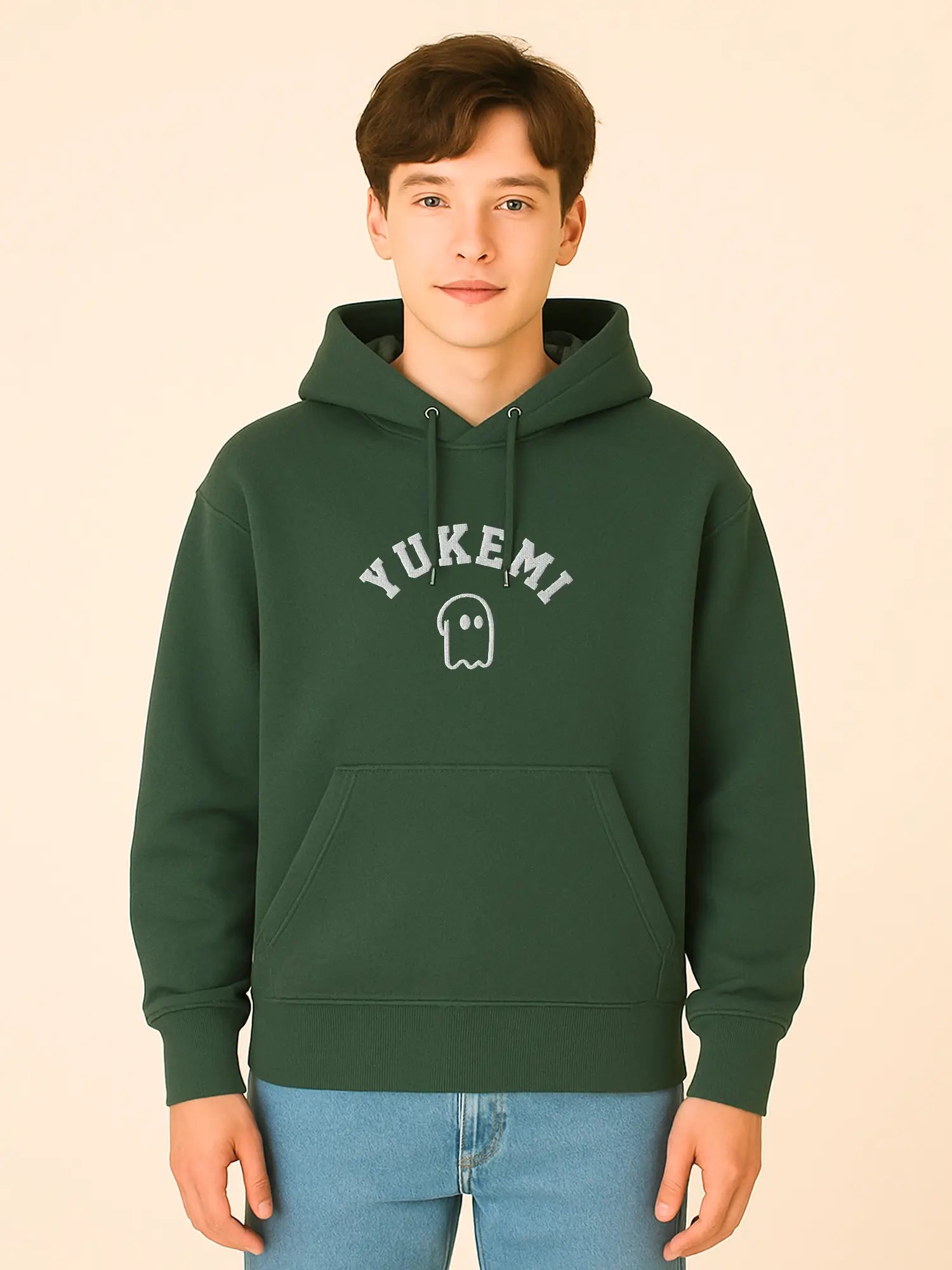 Hoodie vert unisexe oversize en coton bio – Yukemi