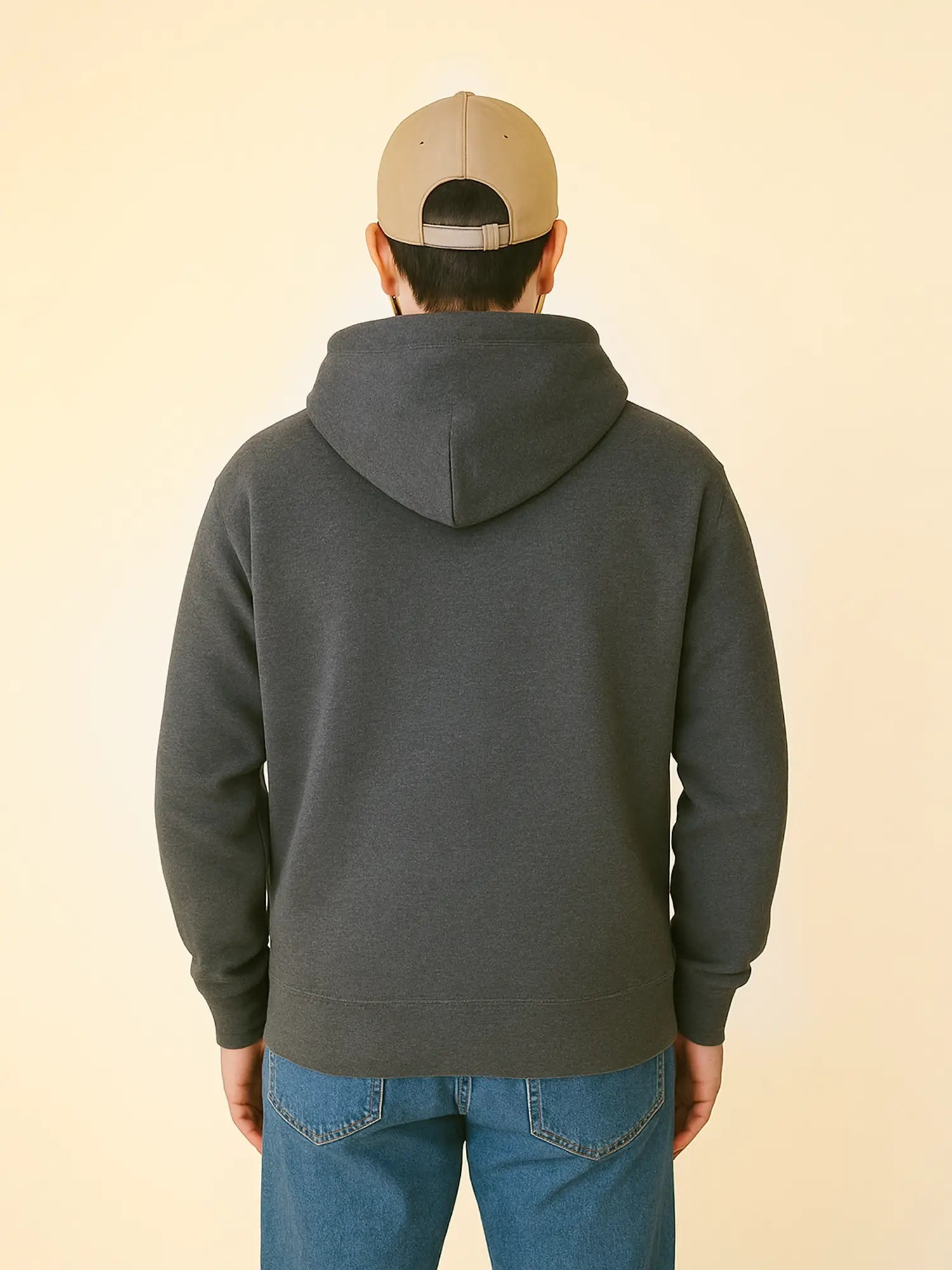 Hoodie gris unisexe oversize en coton bio – Yukemi