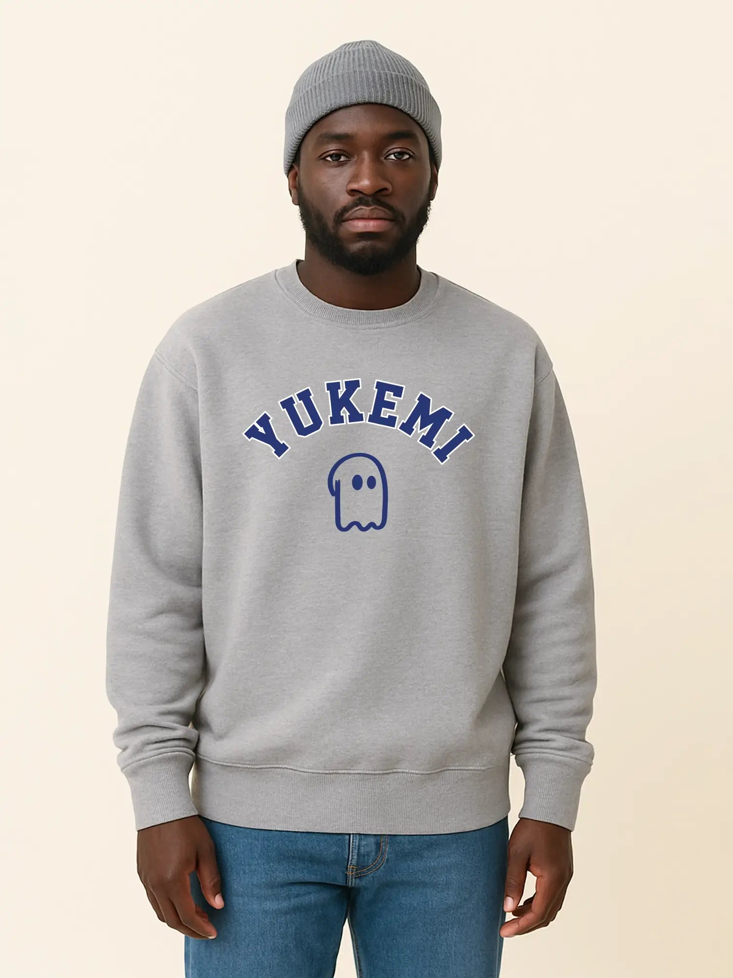 Sweat gris unisexe oversize en coton bio – Yukemi