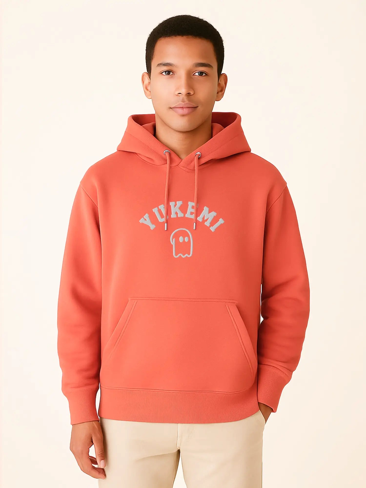 Hoodie orange unisexe oversize en coton bio – Yukemi