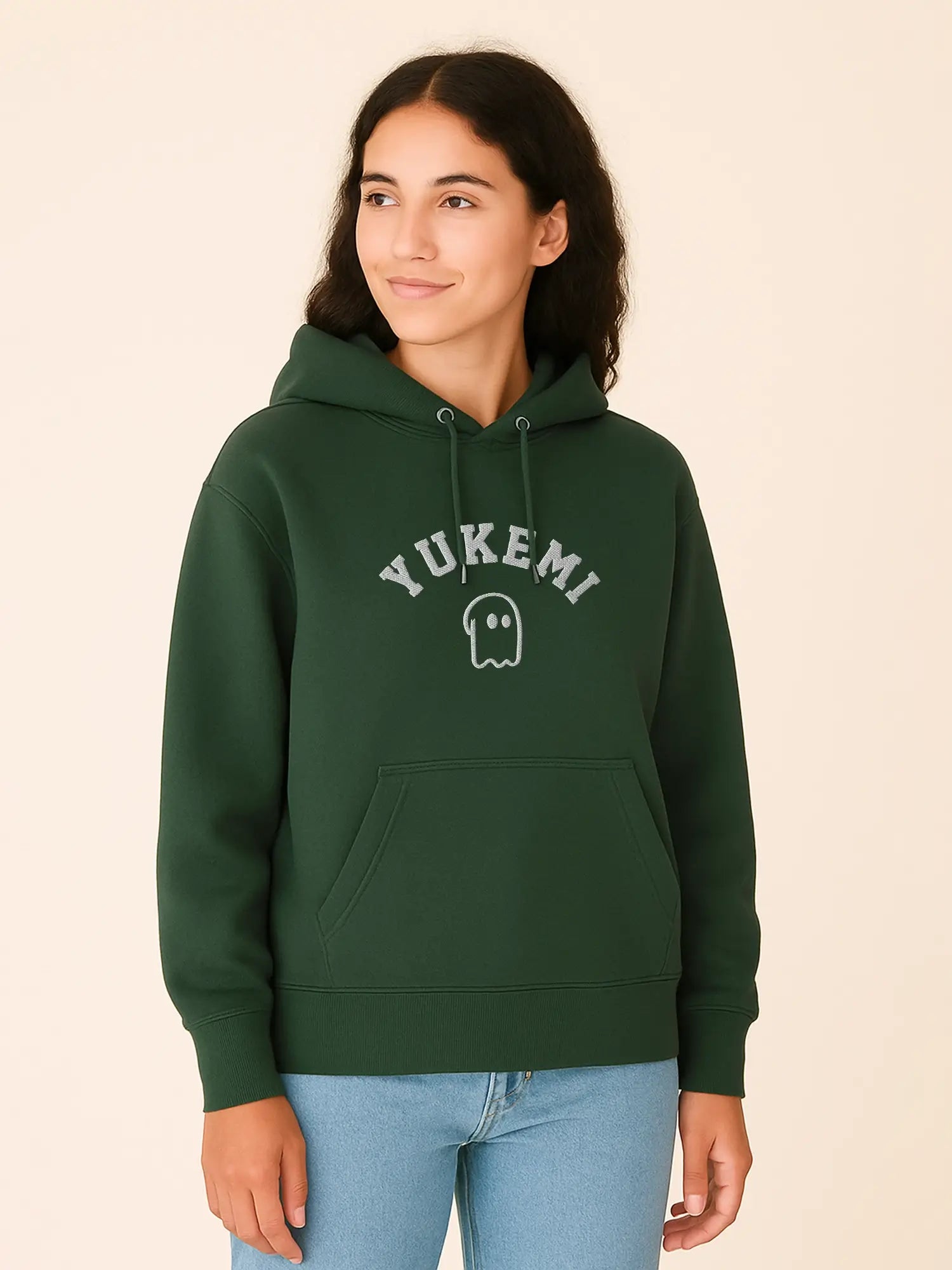 Hoodie vert unisexe oversize en coton bio – Yukemi