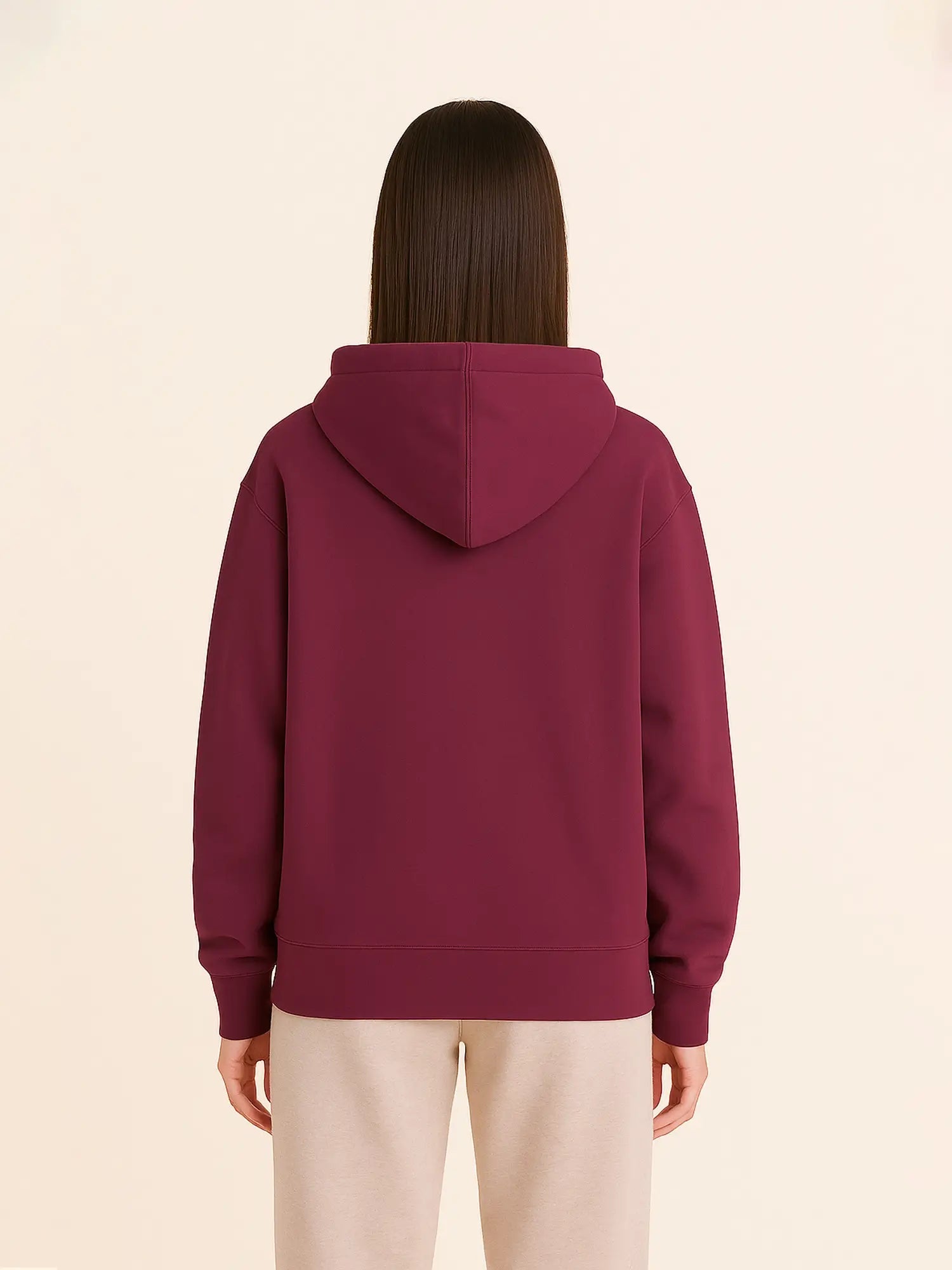 Hoodie rouge foncé unisexe oversize en coton bio – Yukemi