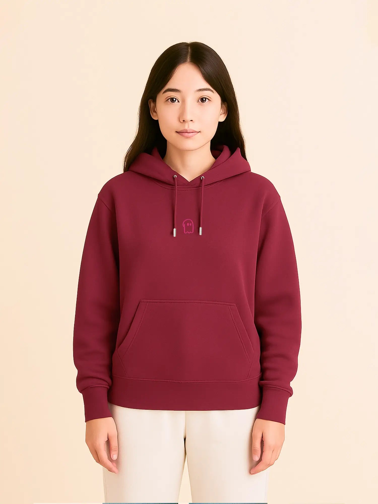 Hoodie rouge foncé unisexe oversize en coton bio – Yukemi