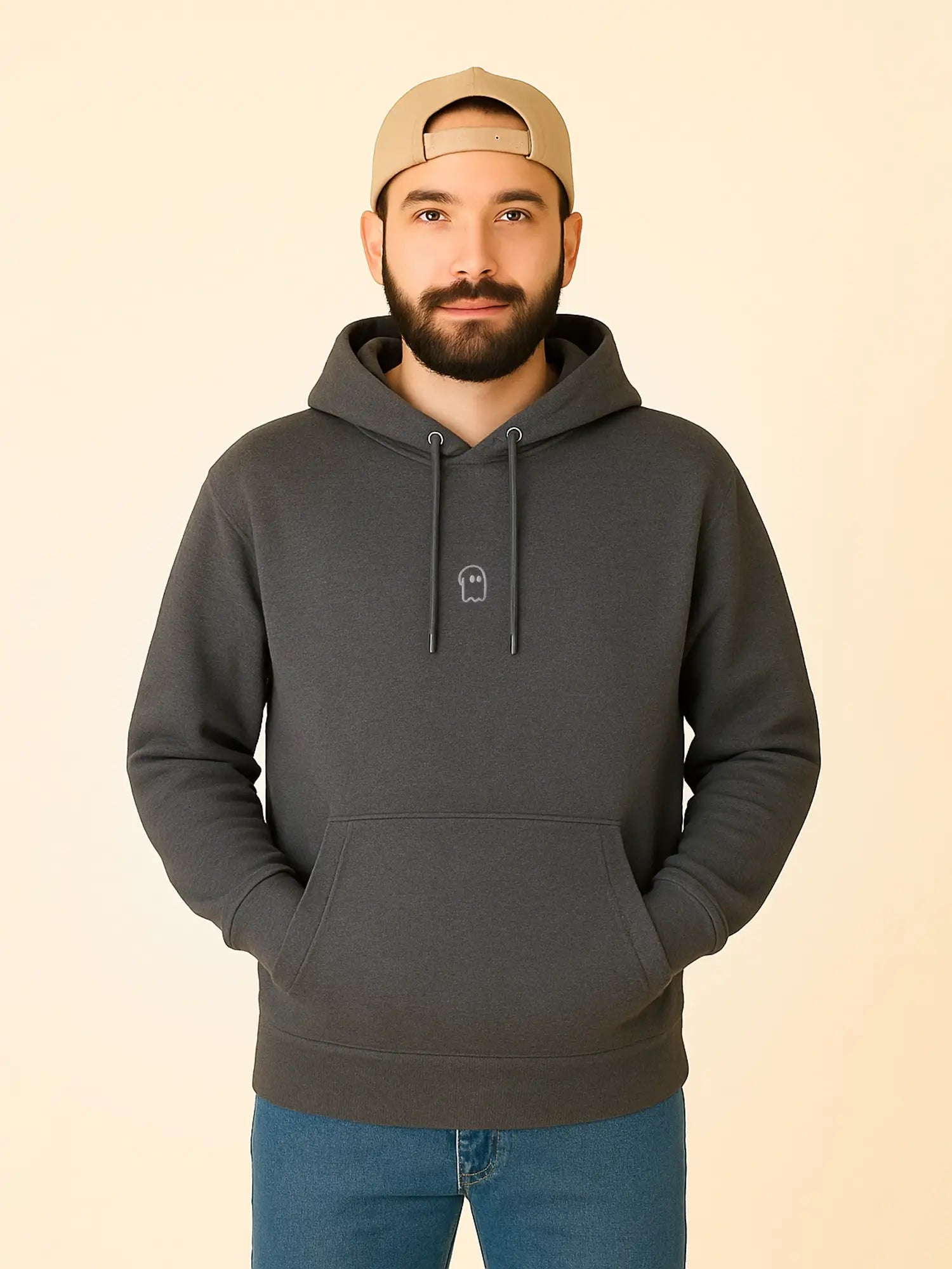 Hoodie gris unisexe oversize en coton bio – Yukemi
