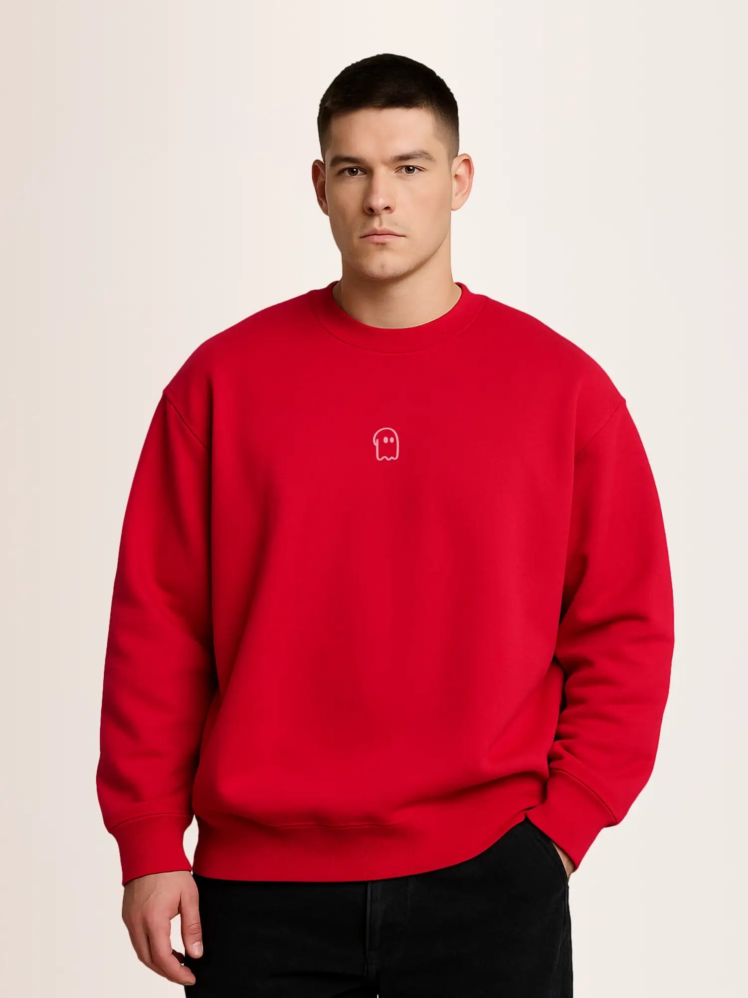 Sweat rouge unisexe oversize en coton bio – Yukemi