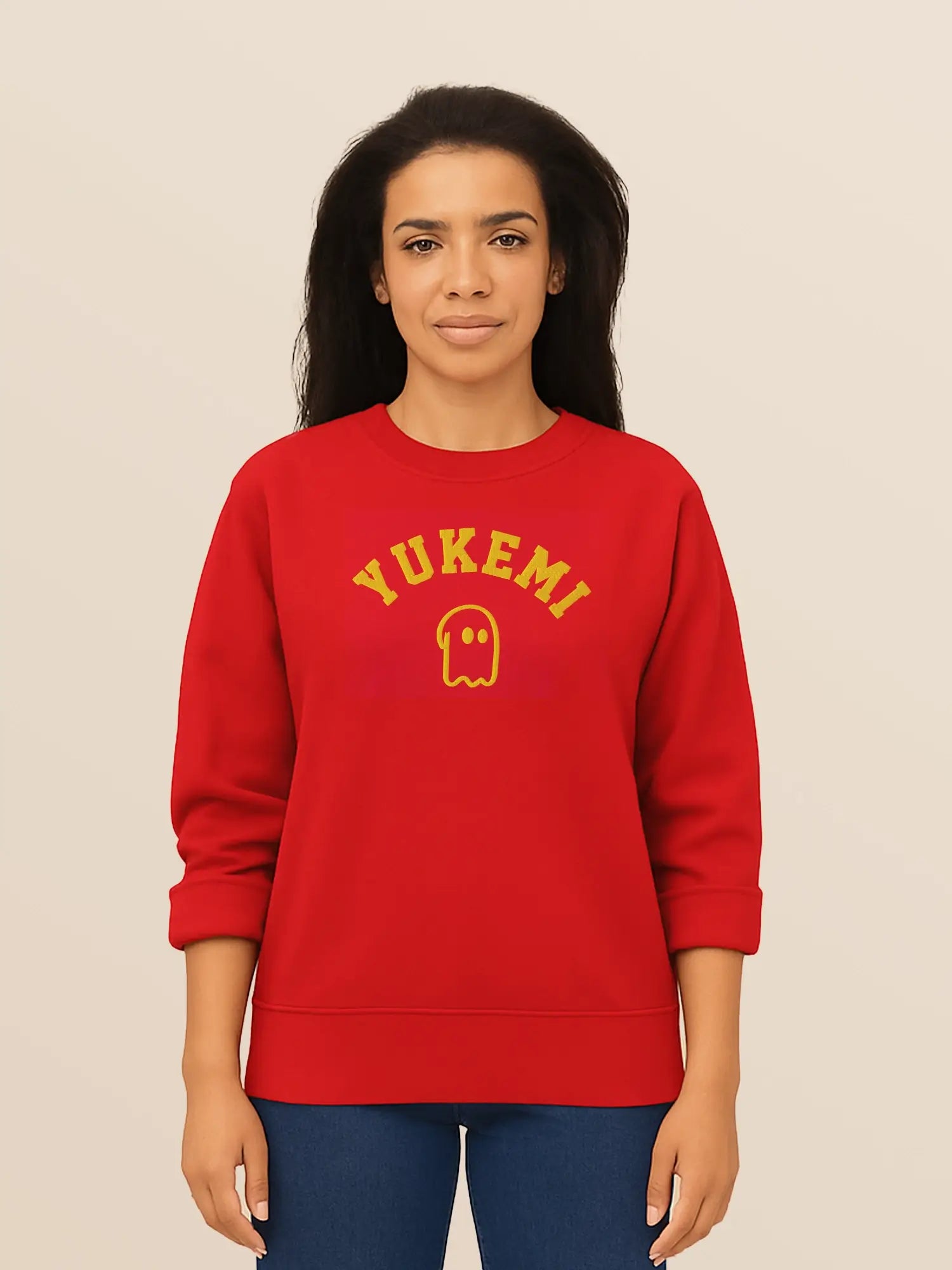 Sweat rouge unisexe oversize en coton bio – Yukemi