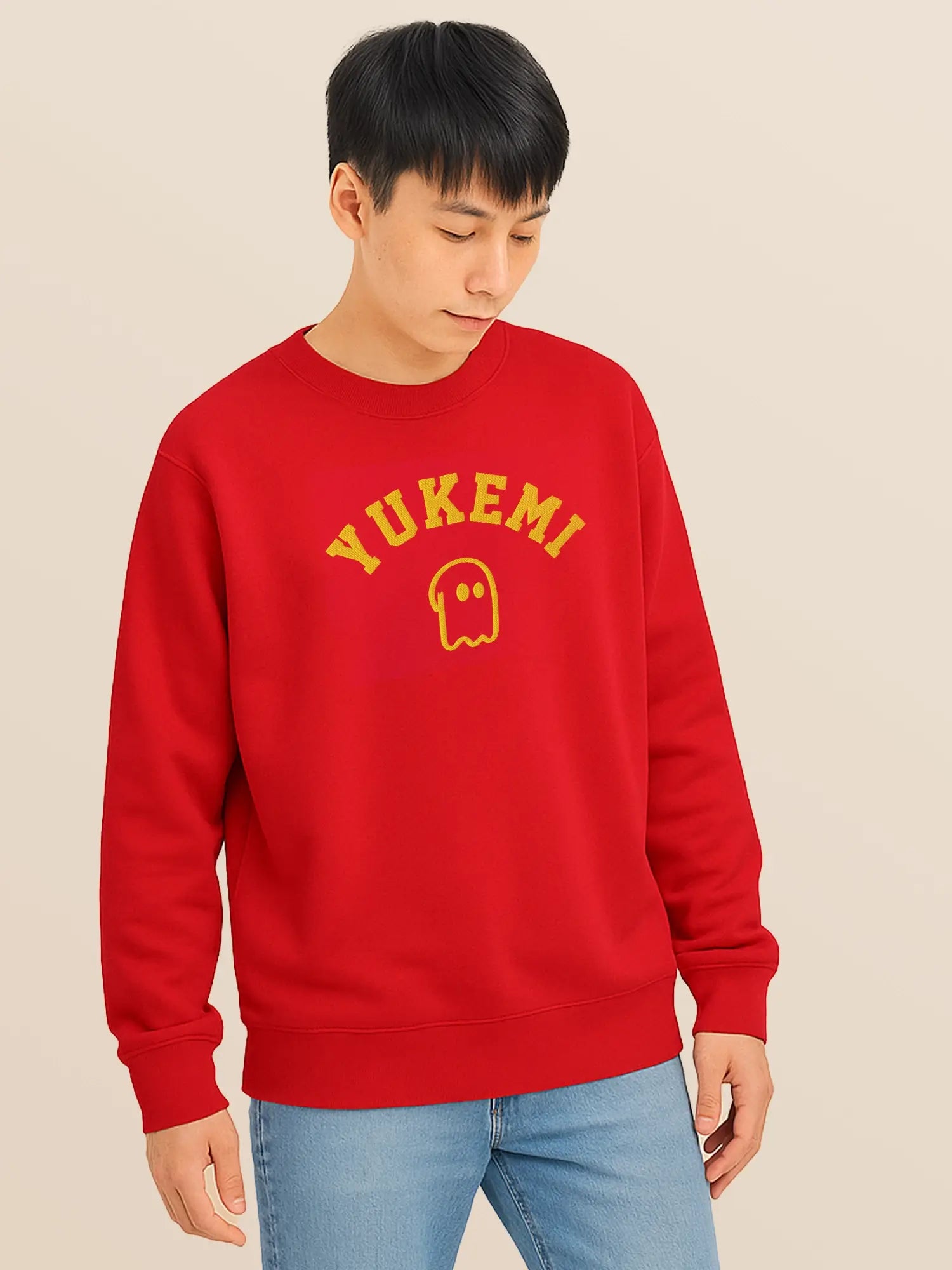 Sweat rouge unisexe oversize en coton bio – Yukemi