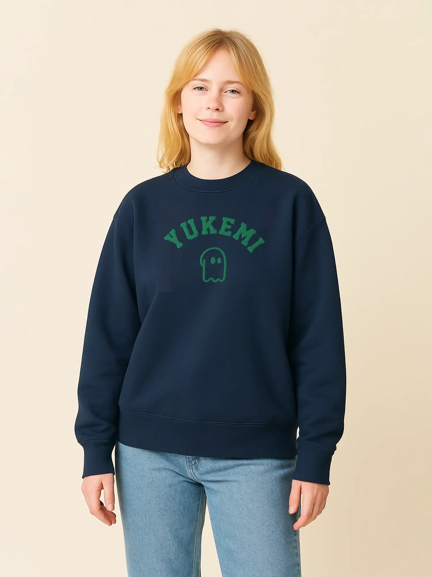 Sweat bleu marine unisexe oversize en coton bio – Yukemi