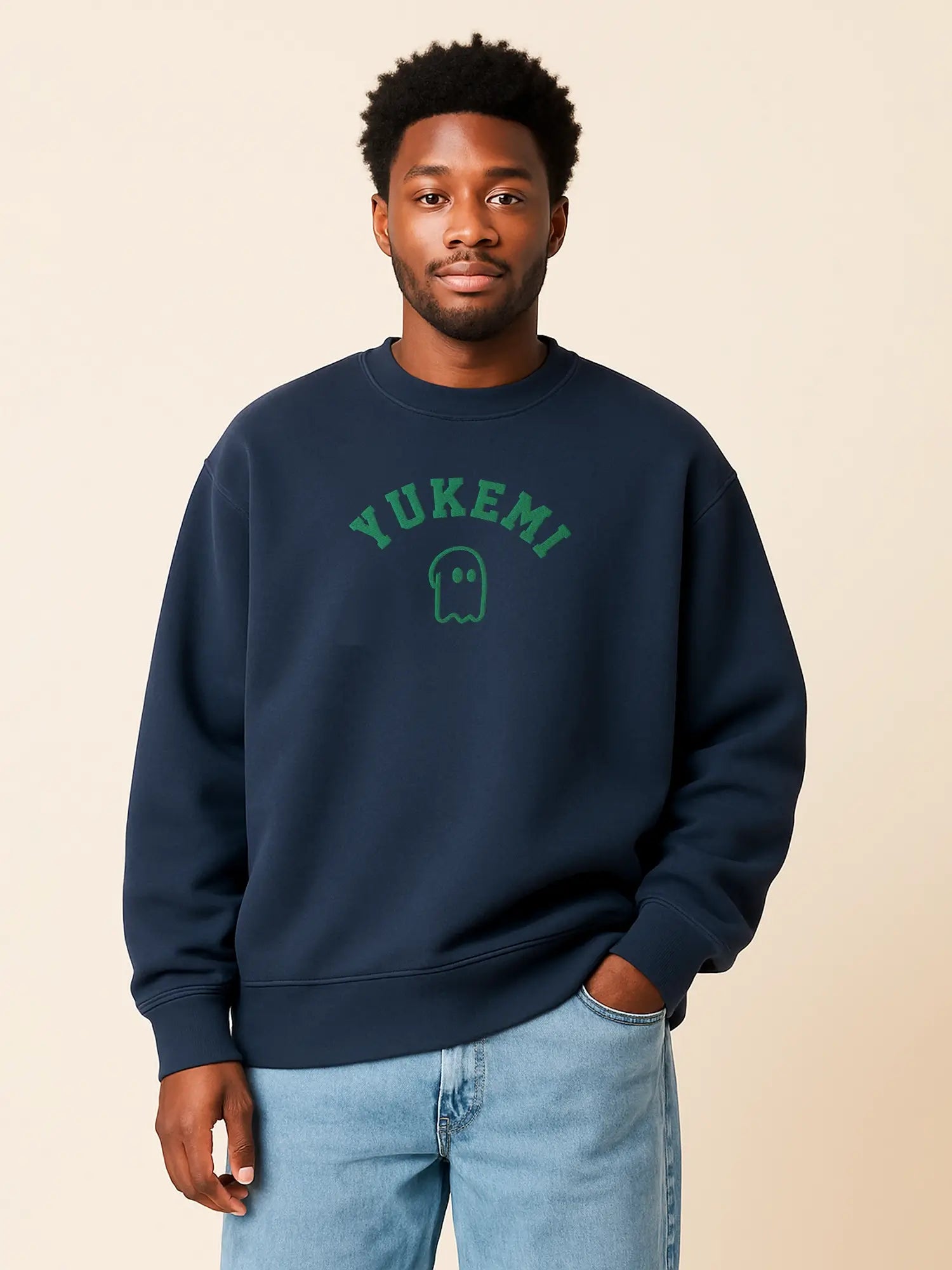 Sweat bleu marine unisexe oversize en coton bio – Yukemi