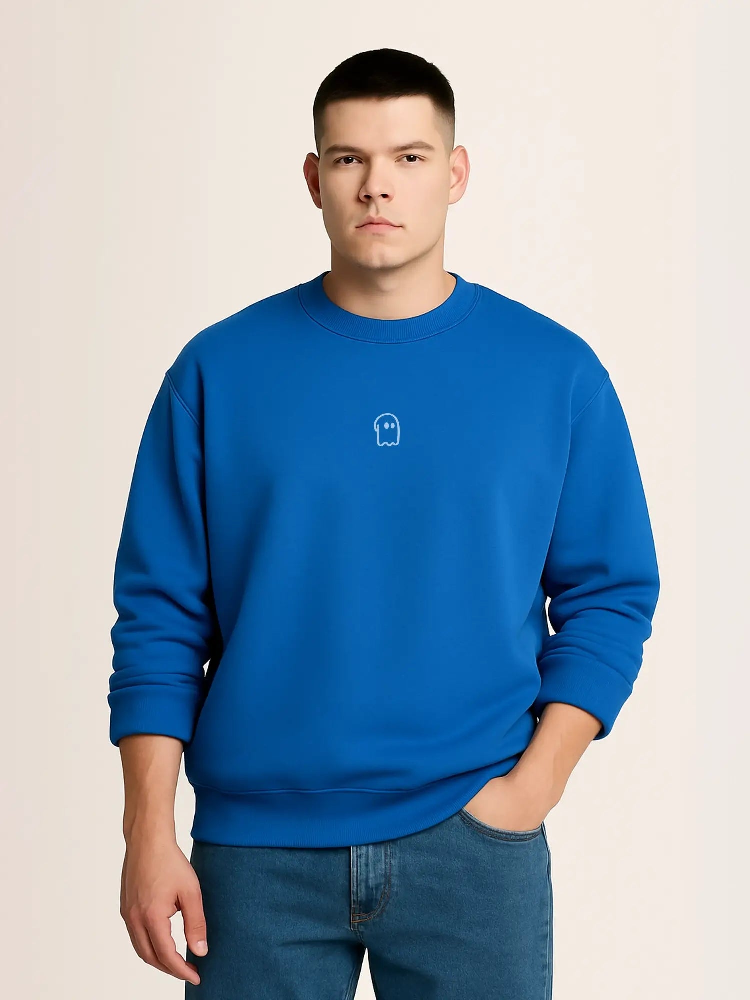 Sweat bleu unisexe oversize en coton bio – Yukemi